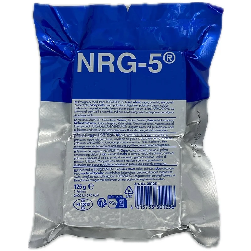 Nödranson - NRG-5 Emergency Food Ration - 125 gram. Upp till 20 års hållbarhet.