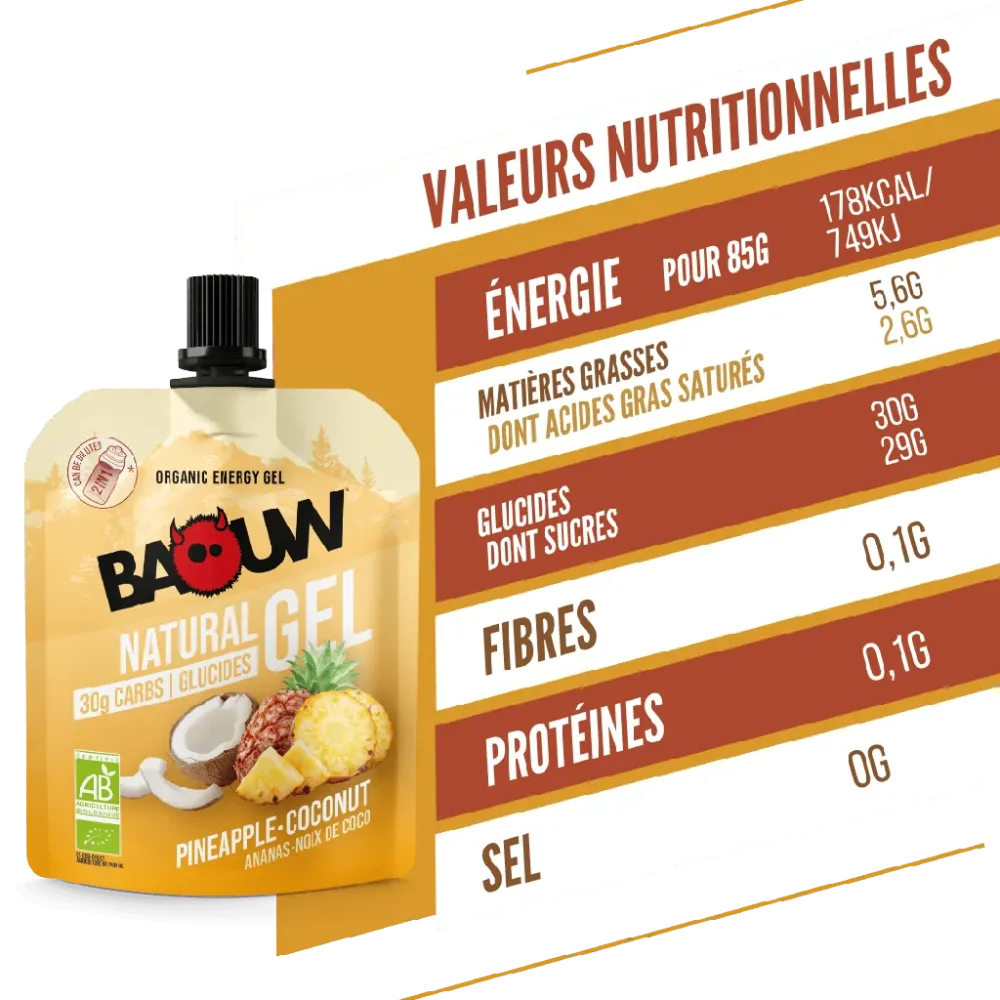 BAOUW Ekologisk energigel med ananas och kokosnöt (85 g)