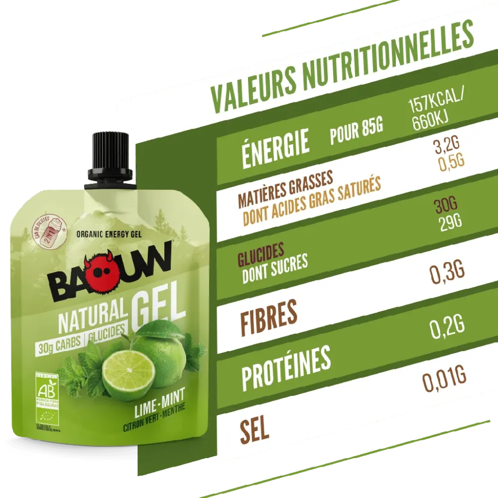 BAOUW Ekologisk energigel med lime och mynta (85 g)
