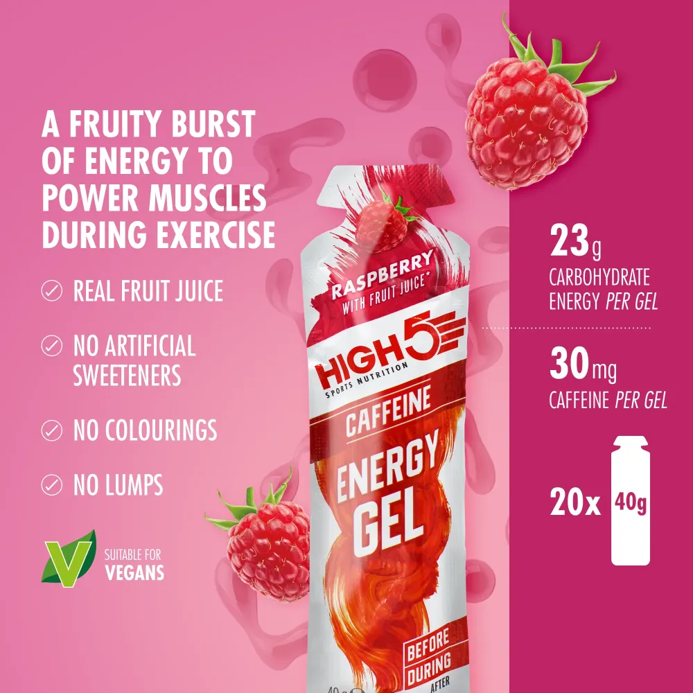 High5 ENERGY GEL Koffein (40g) Hallon