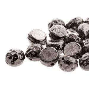 Baroque Cabochon - Jet Gunmetal 7mm 2-håls tio-pack
