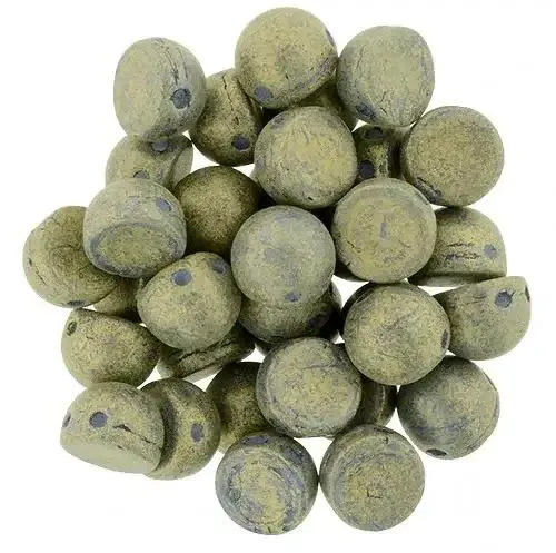 CzechMates Cabochon - Pacifica Poppy Seed 7mm 2-håls, set ten