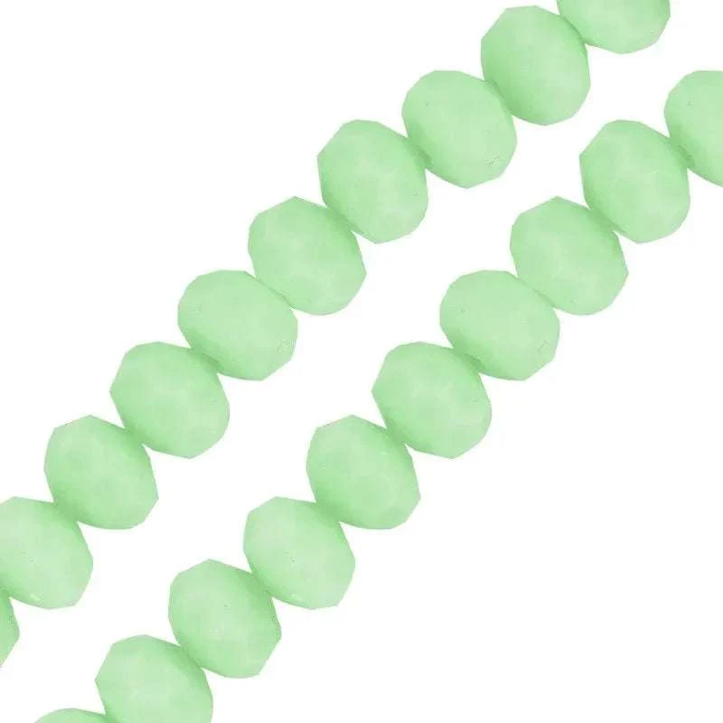 Facetterade glaspärlor - Dull ljusgrön, 3x2.5mm, 1 sträng