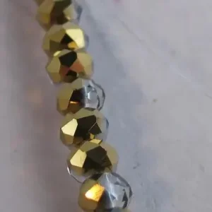 Facetterade glaspärlor - Grå/Rosa/Guld, 3x2mm, 1 sträng