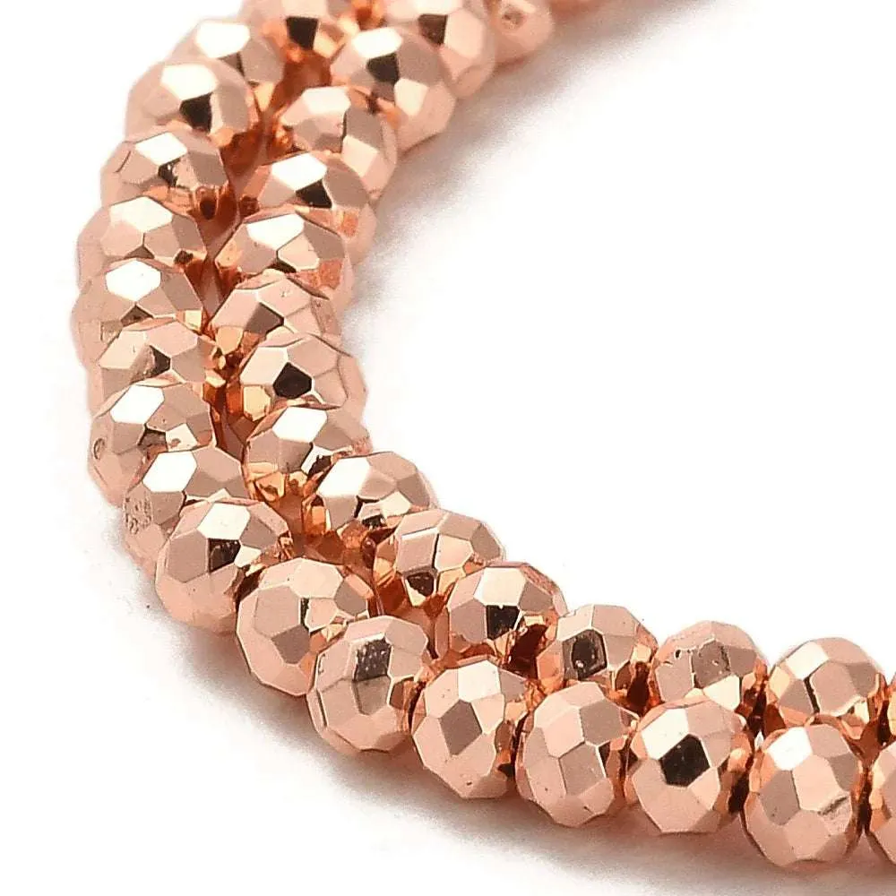 Facetterade glaspärlor - Kopparfärgad 3x2.5mm 1 sträng