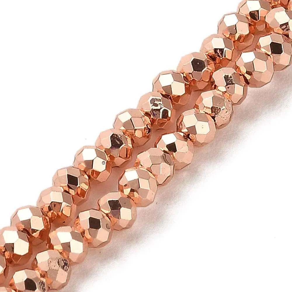Facetterade glaspärlor - Kopparfärgad 3x2.5mm 1 sträng