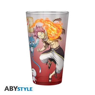 FAIRY TAIL - Stort Glas - 400ml - Natsu, Lucy, Happy & Plue S7