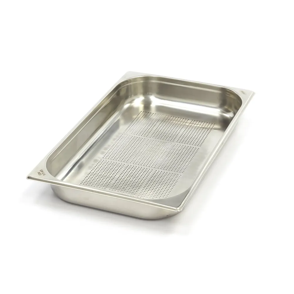 Gastronormbehållare - 3 st - 1/1 GN - 6,5 cm djup - Rostfritt stål - Perforerad