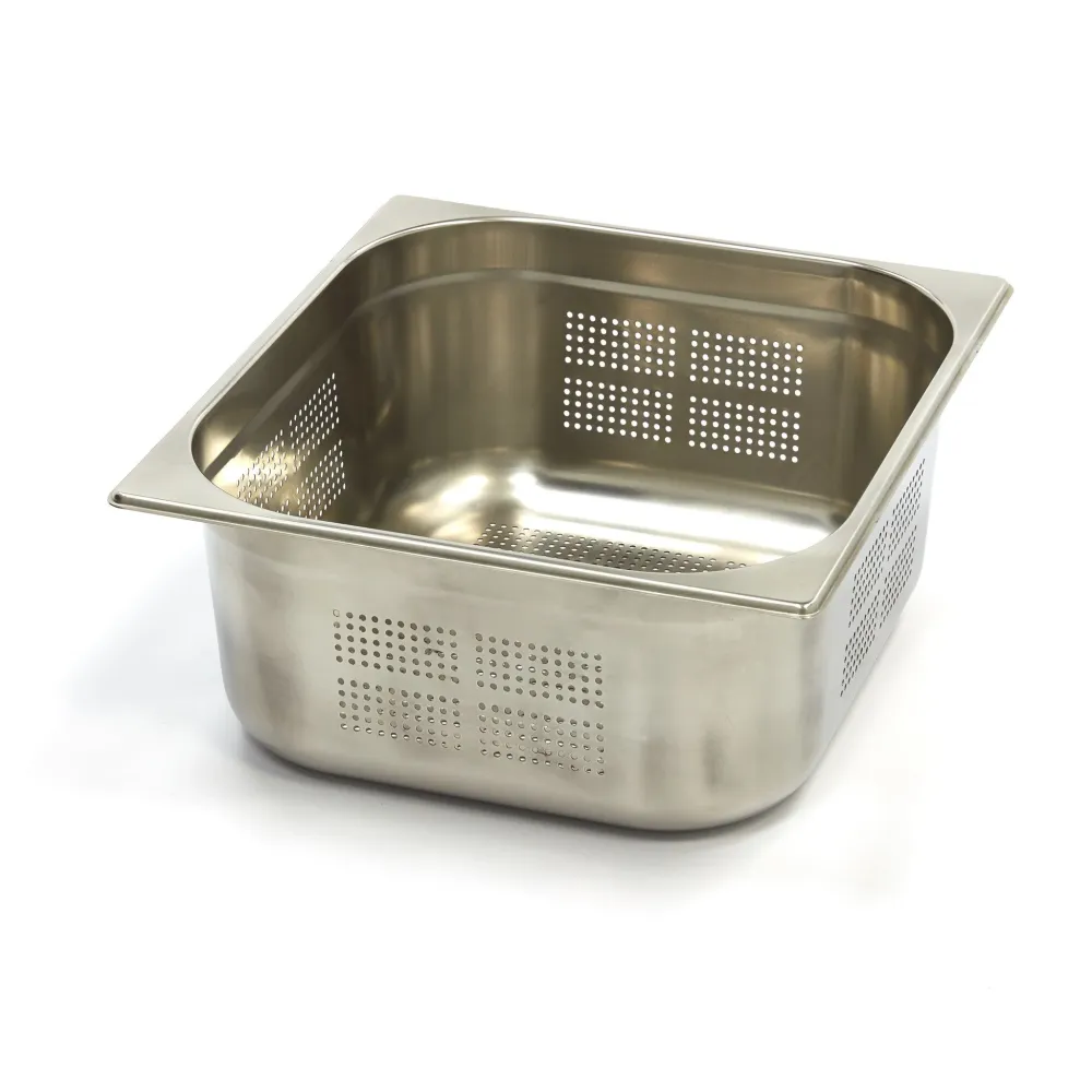 Gastronormbehållare - 3 st - 2/3 GN - 15 cm djup - Rostfritt stål - Perforerad