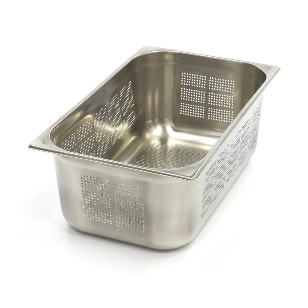 Gastronormbehållare - 3 st - 1/1 GN - 20 cm djup - Rostfritt stål - Perforerad