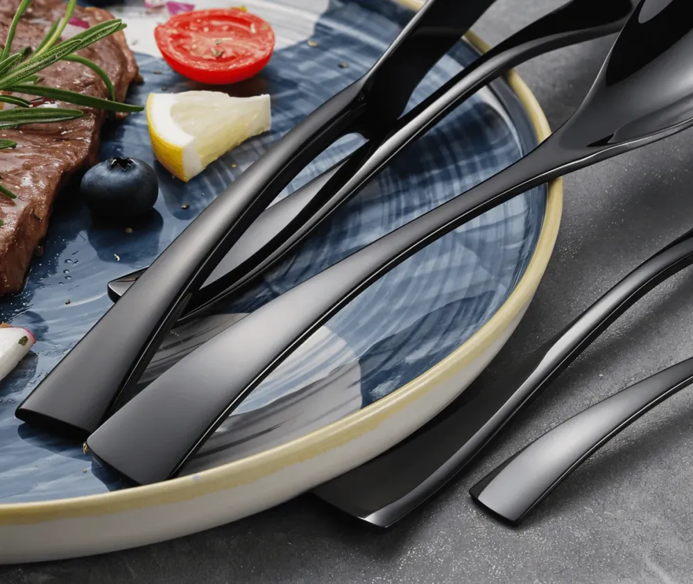 GlamourWare Bestickset i Rostfritt Stål - 5/20-Delars Adjust Porslin Bestickset Svart