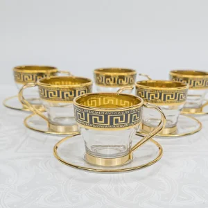 Italienskt Kristallglas - Kaffeservis - Caffé Deborah Grecia Bärnsten Black - 24K