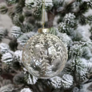 Julgranspynt Julkula med glimmer Glas Ø8 cm klar fyra-pack