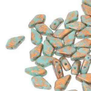 Kite Bead - Copper Splash Turquoise Forest 9x5mm, 10 gram