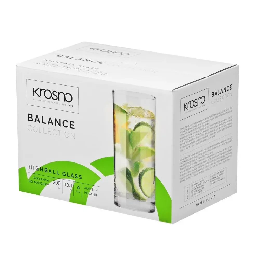Krosno höga glas, 300 ml, set om 6, Balance. Elegant och mångsidig för alla tillfällen. Enkel design, stabil bas för bekvä...