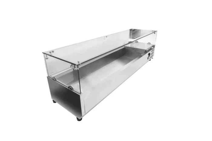 Kylränna - med glasdisk - 141,5 cm - 6 x 1/4 GN-behållare