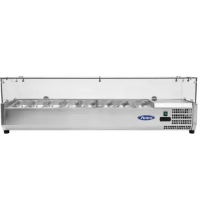 Kylränna - med glasdisk - 180,5 cm - 8 x 1/4 GN-behållare