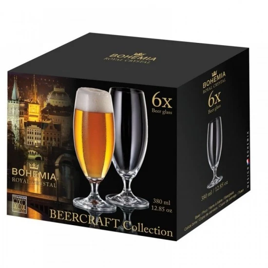 Ölglas BEERCRAFT på fot Bohemia 380ml set six