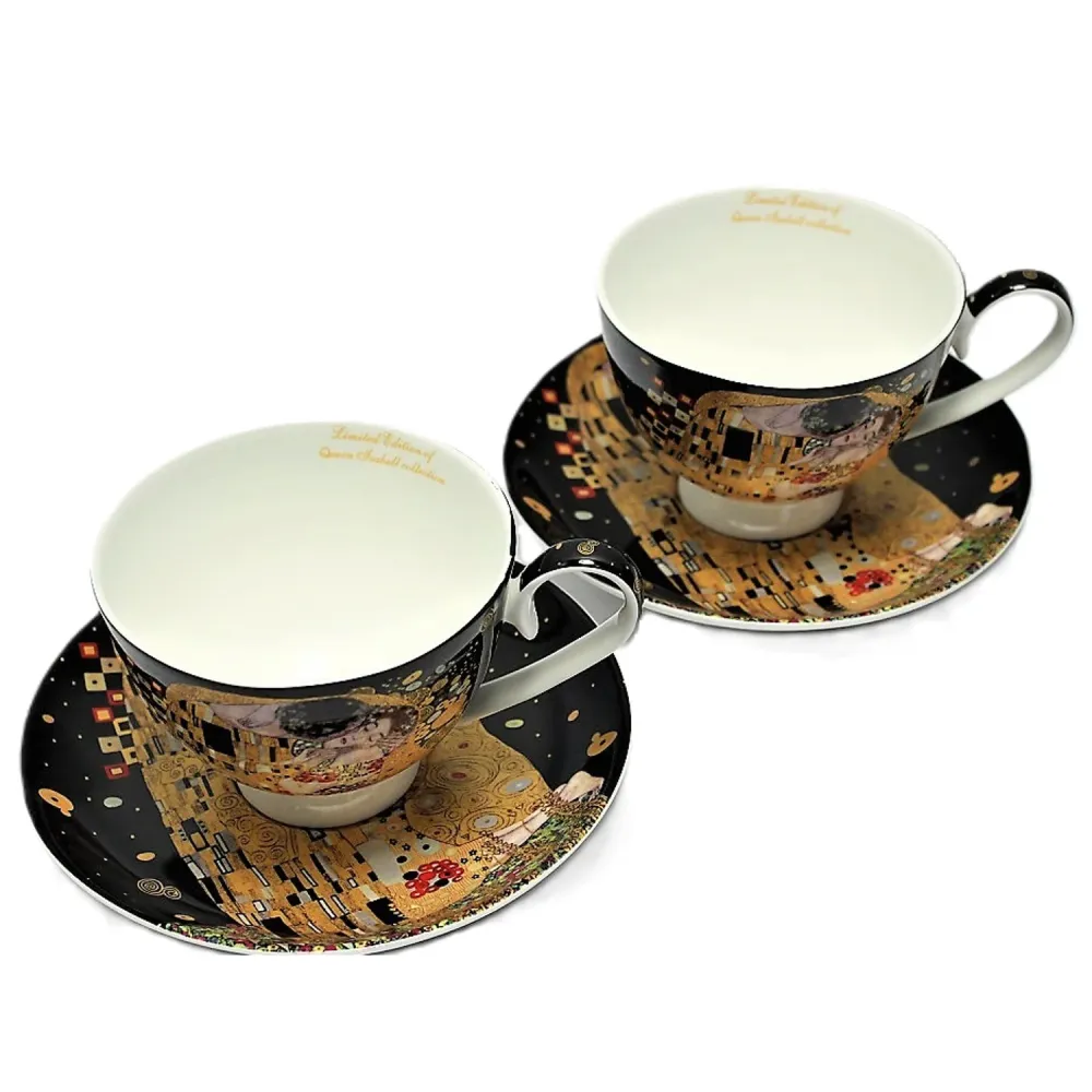 Ordna om 2 st drottning Isabells porslinskoppar, Klimts Kiss-motiv, 250 ml, W8KL356-22383