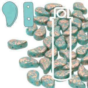 Paisley Duo - Green Turquoise Warm-toned Splash 8x5mm 22 gram