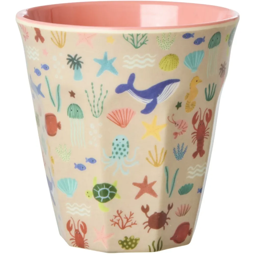 Rice Melamin Kopp Med Apricot Ocean Print - Medium - 250 Ml