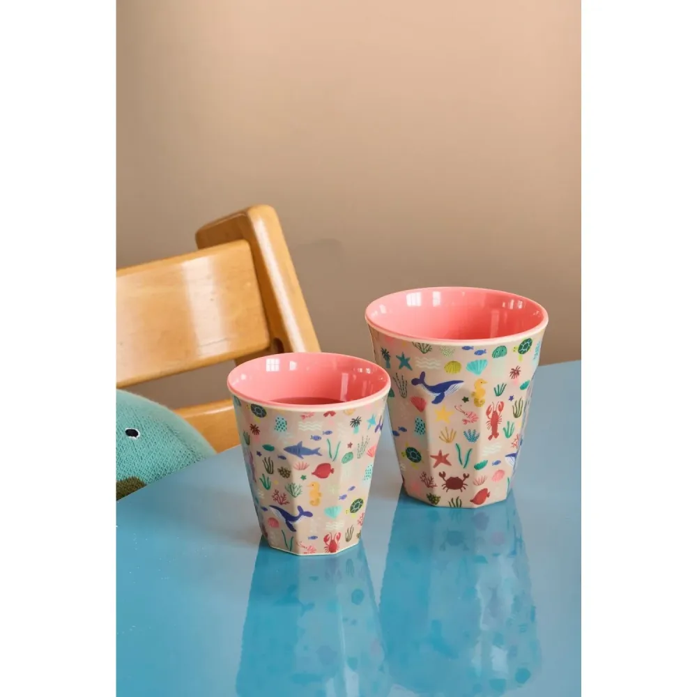 Rice Melamin Kopp Med Apricot Ocean Print - Medium - 250 Ml