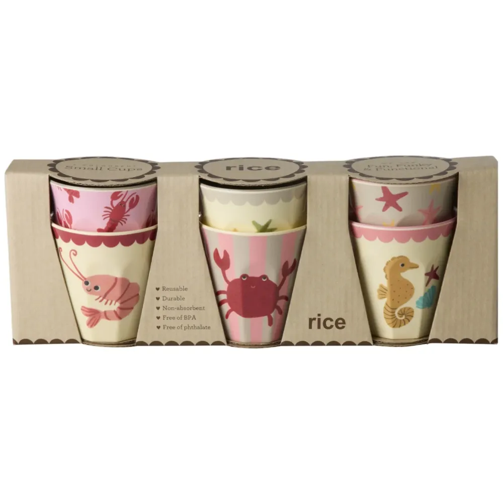 Rice Rodnad Ocean Print Melamine Cups Small 6 Pack 160 Ml