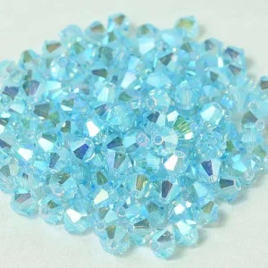 Tjeckiska Bicone - Aqua Bohemica 2x AB, 4 mm, 24-pack