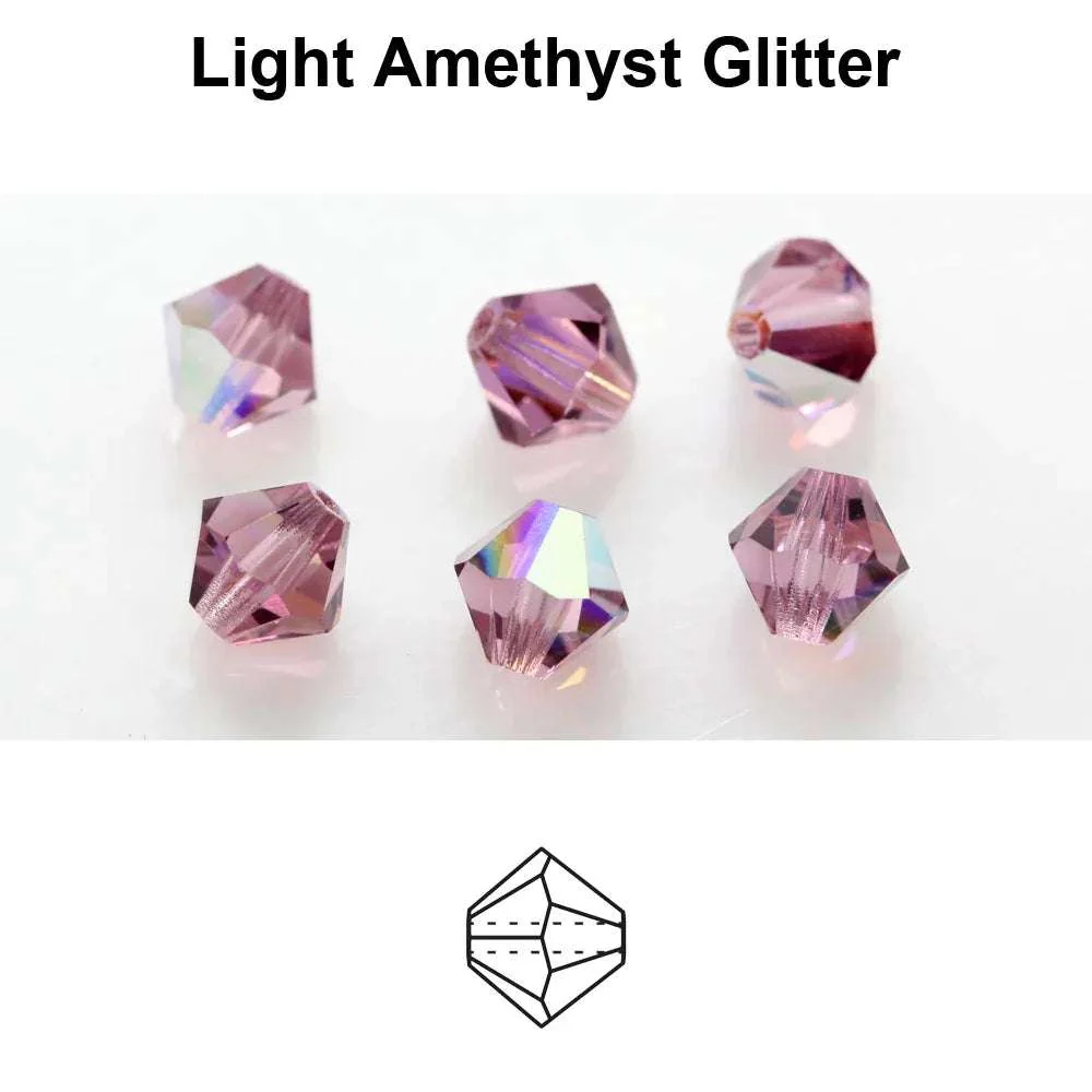 Tjeckiska MC Bicone - Buoyant Amethyst Glitter 3 mm, 40- pack