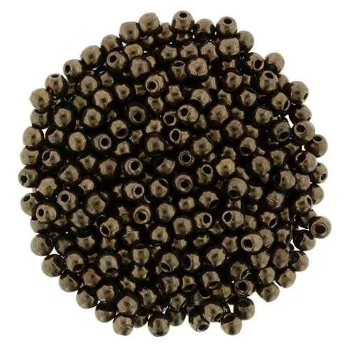 Tjeckiska Druk (Runda) - Jet Bronze 2mm, 50-pack