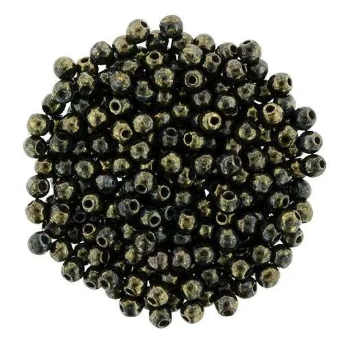 Tjeckiska Druk (Runda) - Jet Bronze Picasso 2mm, 50-pack
