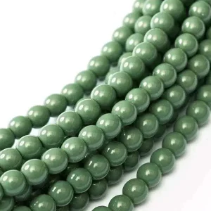 Tjeckiska Fiesta Pearl - Shiny Hartford Oliv 3mm, 1 sträng