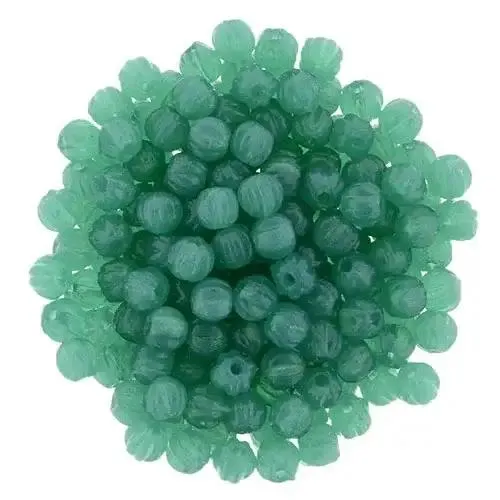 Tjeckiska Melon Round - Alabaster Malachite Forest 3mm 50-pack