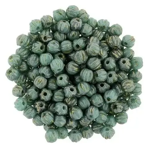 Tjeckiska Melon Round - Turquoise Bronze Picasso 3mm 50-pack