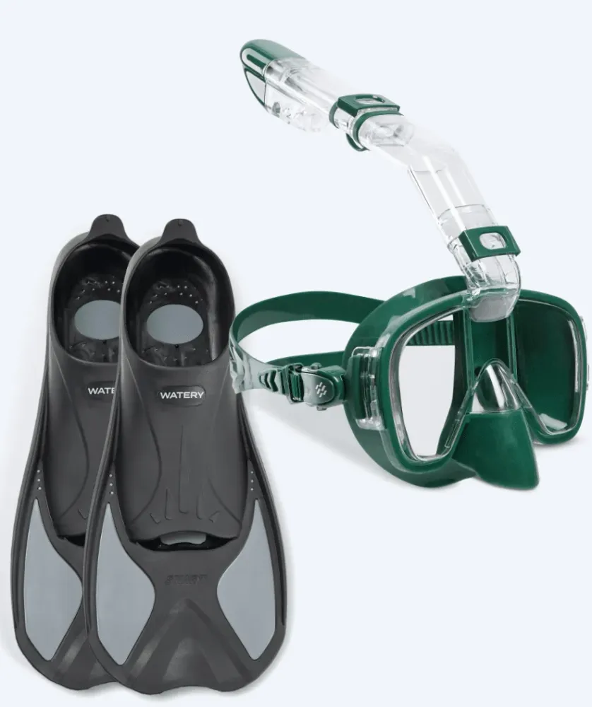 Watery snorkelset för vuxna - Pike/Pearl - Mörkgrön 30