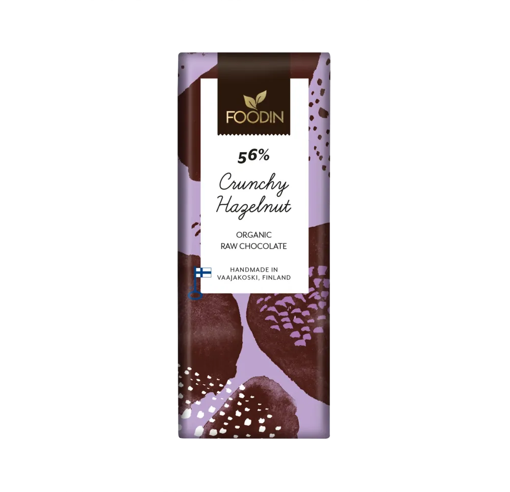 Råchoklad, crunchy hazelnut 56%, 40 g