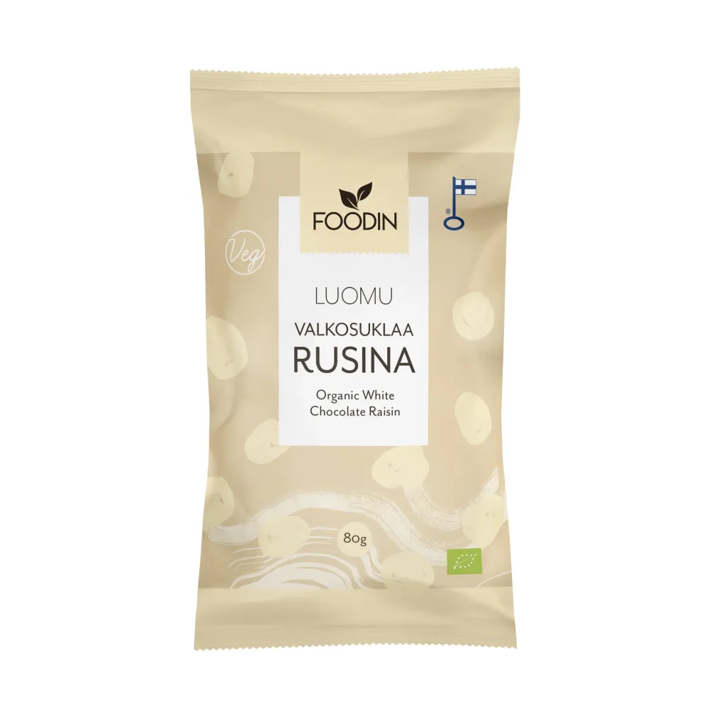 Vit chokladdoppade russin, 80 g