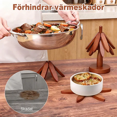 WoodAura™ | Hopfällbara Grytunderlägg