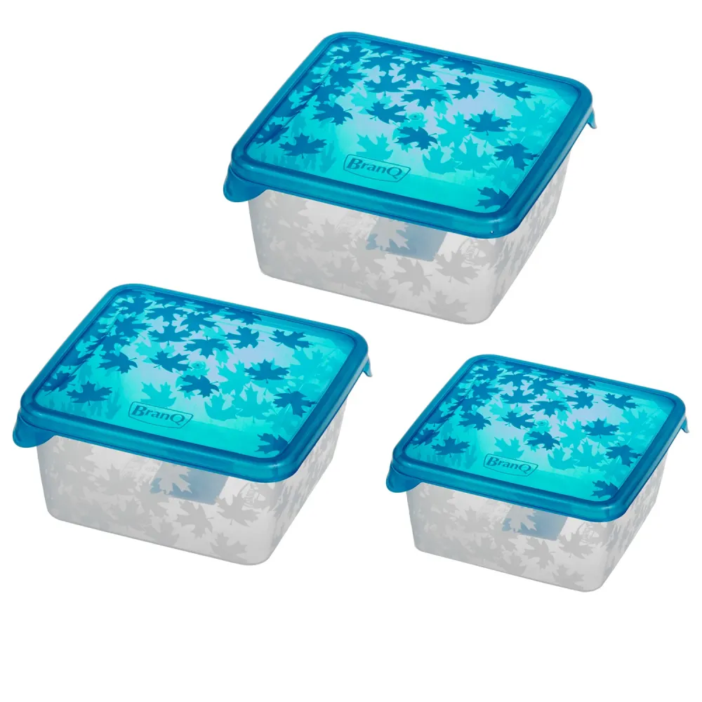 3 x matbehållare i köksförvaring Branq Lid Fridge Random Colour 0.45l 0.75l 1.25l