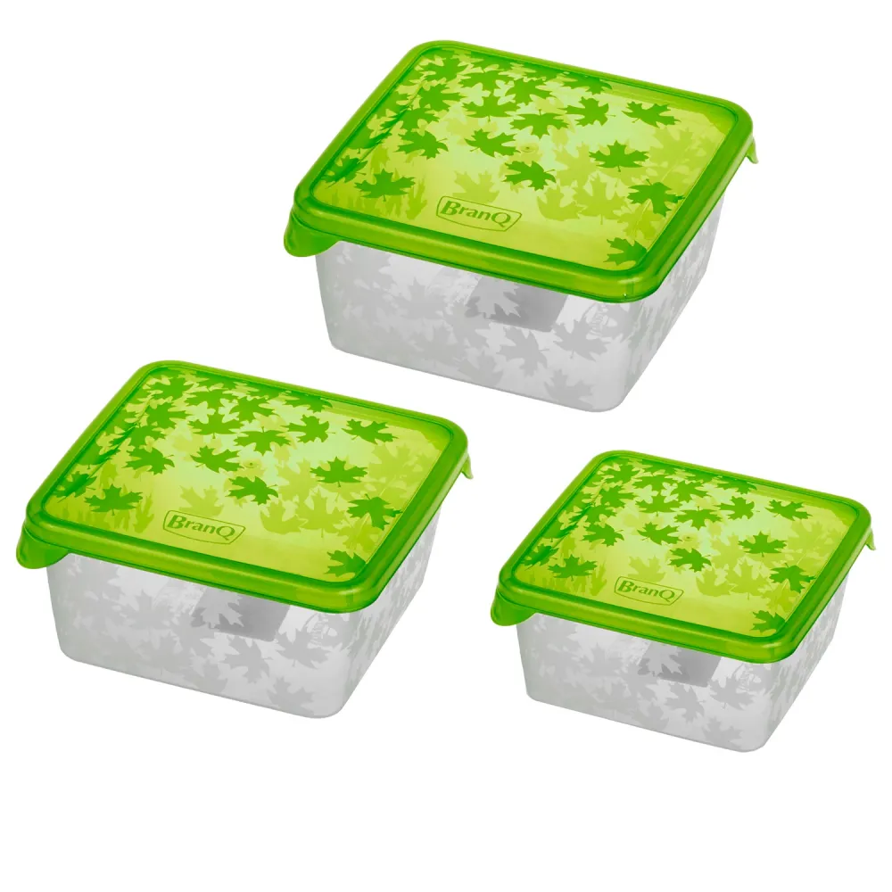 3 x matbehållare i köksförvaring Branq Lid Fridge Random Colour 0.45l 0.75l 1.25l