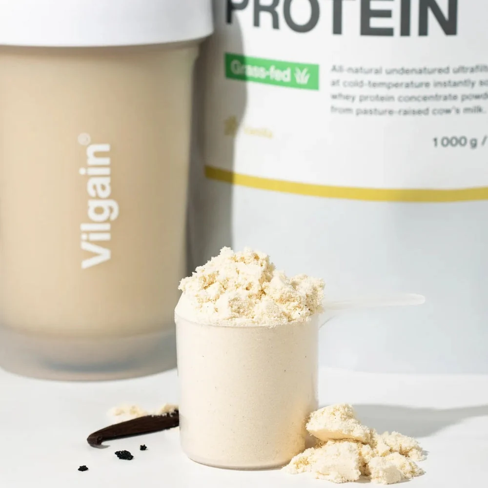 Vilgain Protein balsam från mjölk från gräsbetande kor, vaniljsmak 1000 g