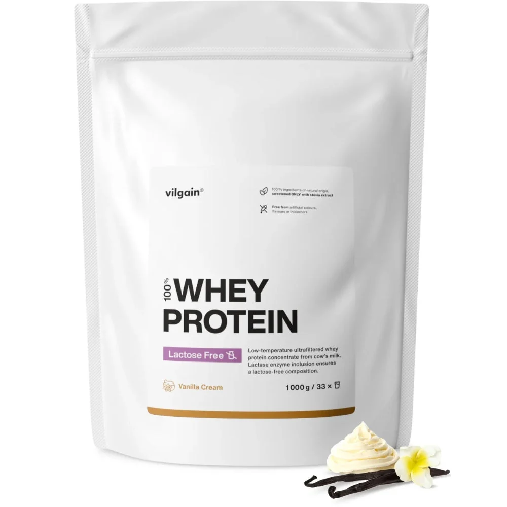 Vilgain Socker- och laktosfritt proteintillskott, vaniljsmak 1000 g