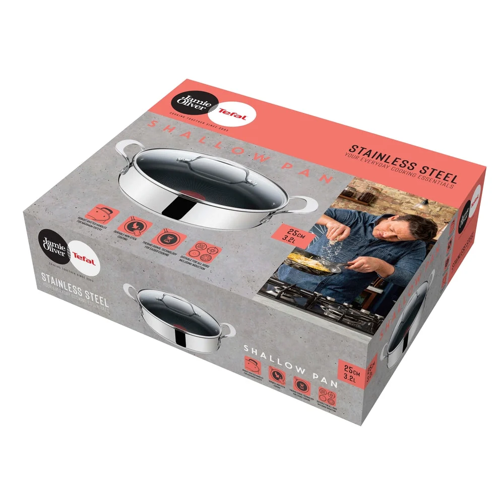 Tefal - Jamie Oliver Oundgänglig SS sautépanna 25 cm 3,2 L med lock