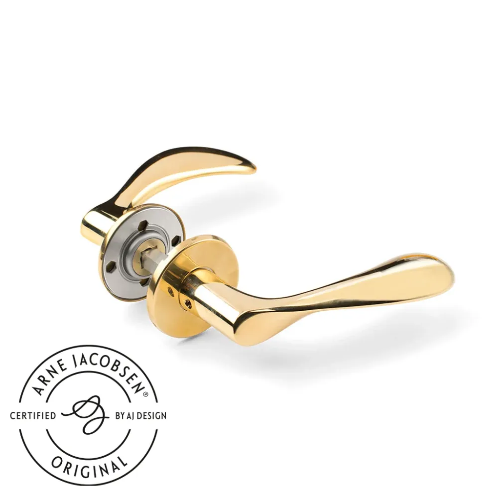 Arne Jacobsen dörrhandtag - AJ97 dörrgrepp i blank antique finish, liten modell med snap-on cover • d line