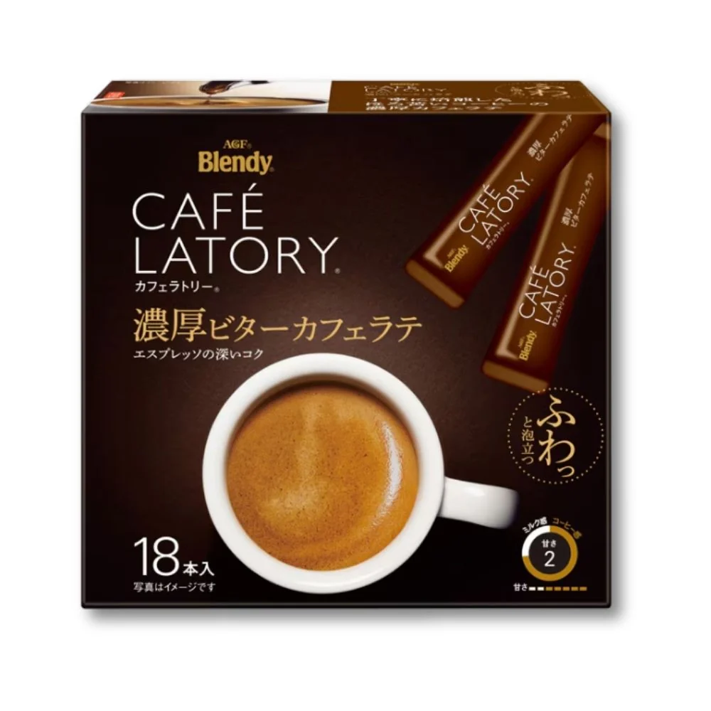 AGF Blendy Cafe Latory Stick Bitter Café Latte (Instantkaffe) 18 bitar