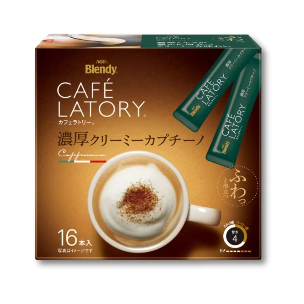 AGF Blendy Cafe Latory Stick Creamy Cappuccino (Snabbkaffe) 16 bitar