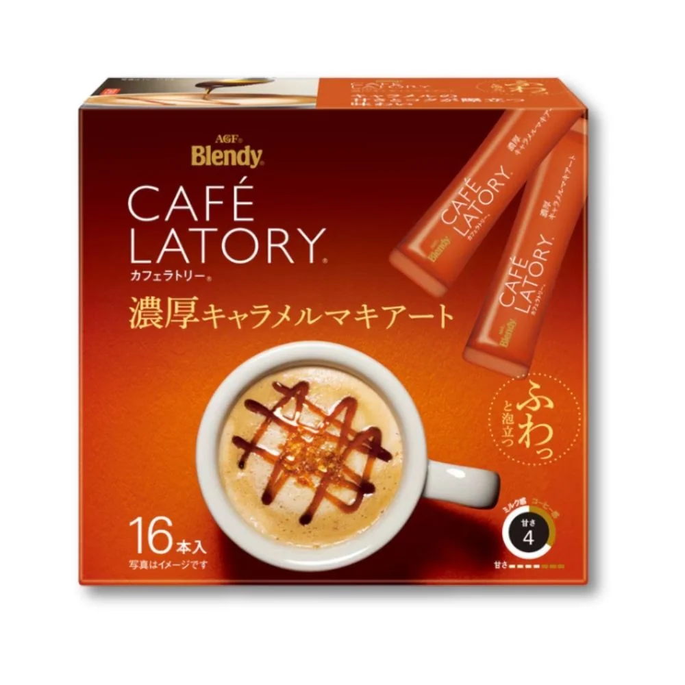 AGF Blendy Cafe Latory Stick Rich Caramel Macchiato (Snabbkaffe) 16 bitar