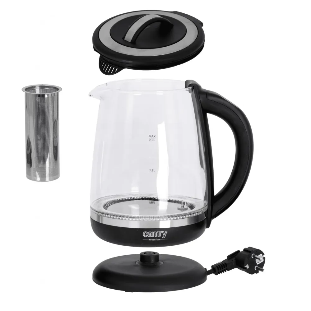 Camry CR 1290 elektrisk vattenkokare Detachable korg med infusionsbehållare Temperaturkontroll LED-bakgrundsbelysning 2L 2...