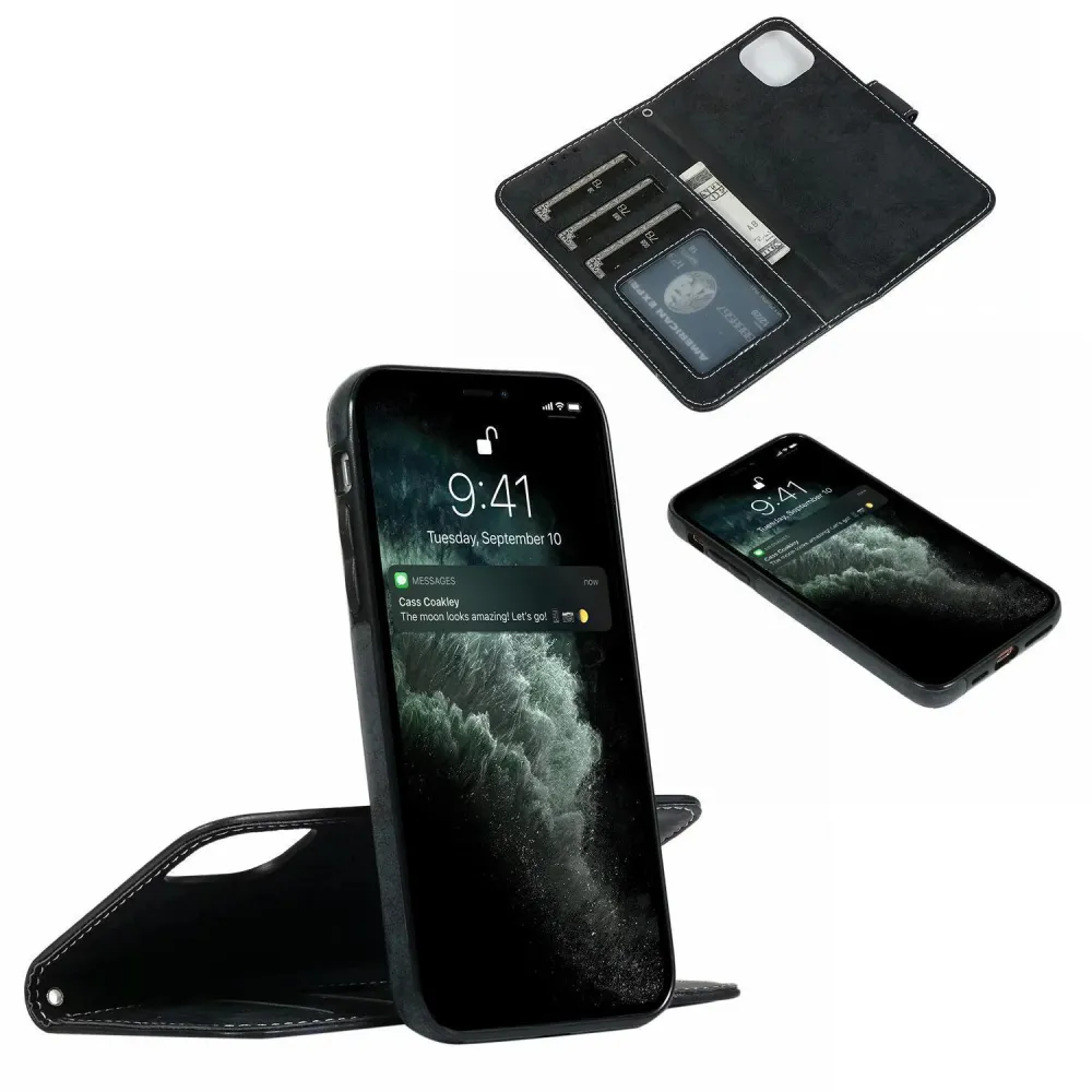 Mjukläder magnetfodral för iPhone 12 Mini med magnetlås. Black