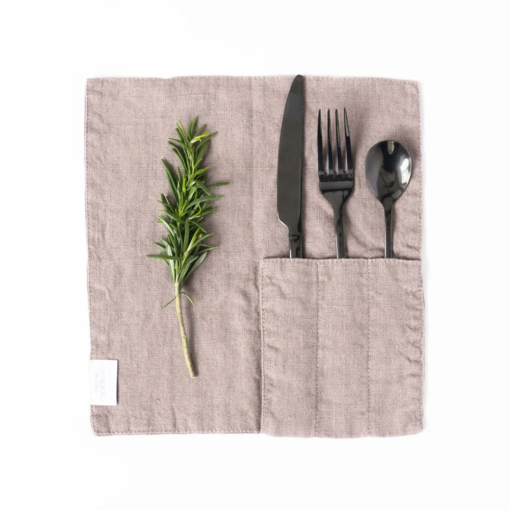 Bestickservetter i naturlinne (2 st), Portobello | Linen Tales